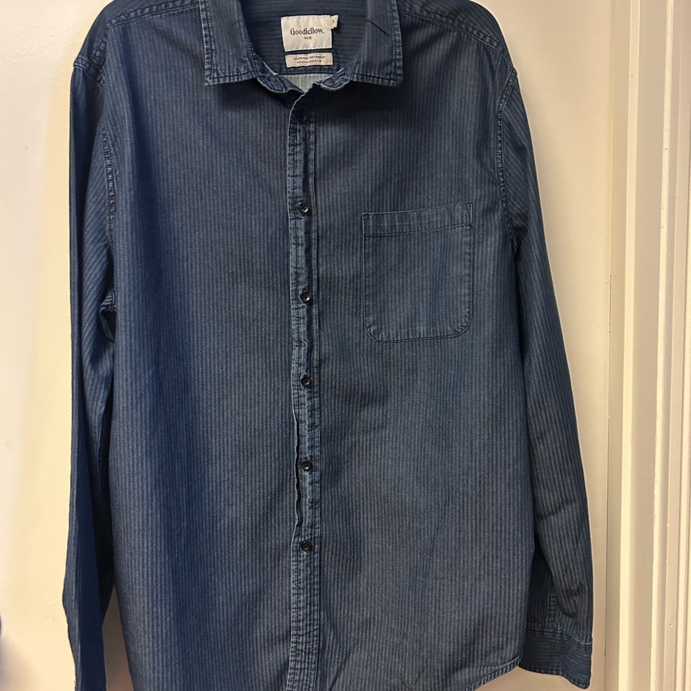 Goodfellow & Co Navy Indigo Striped Casual Men’s Shirt